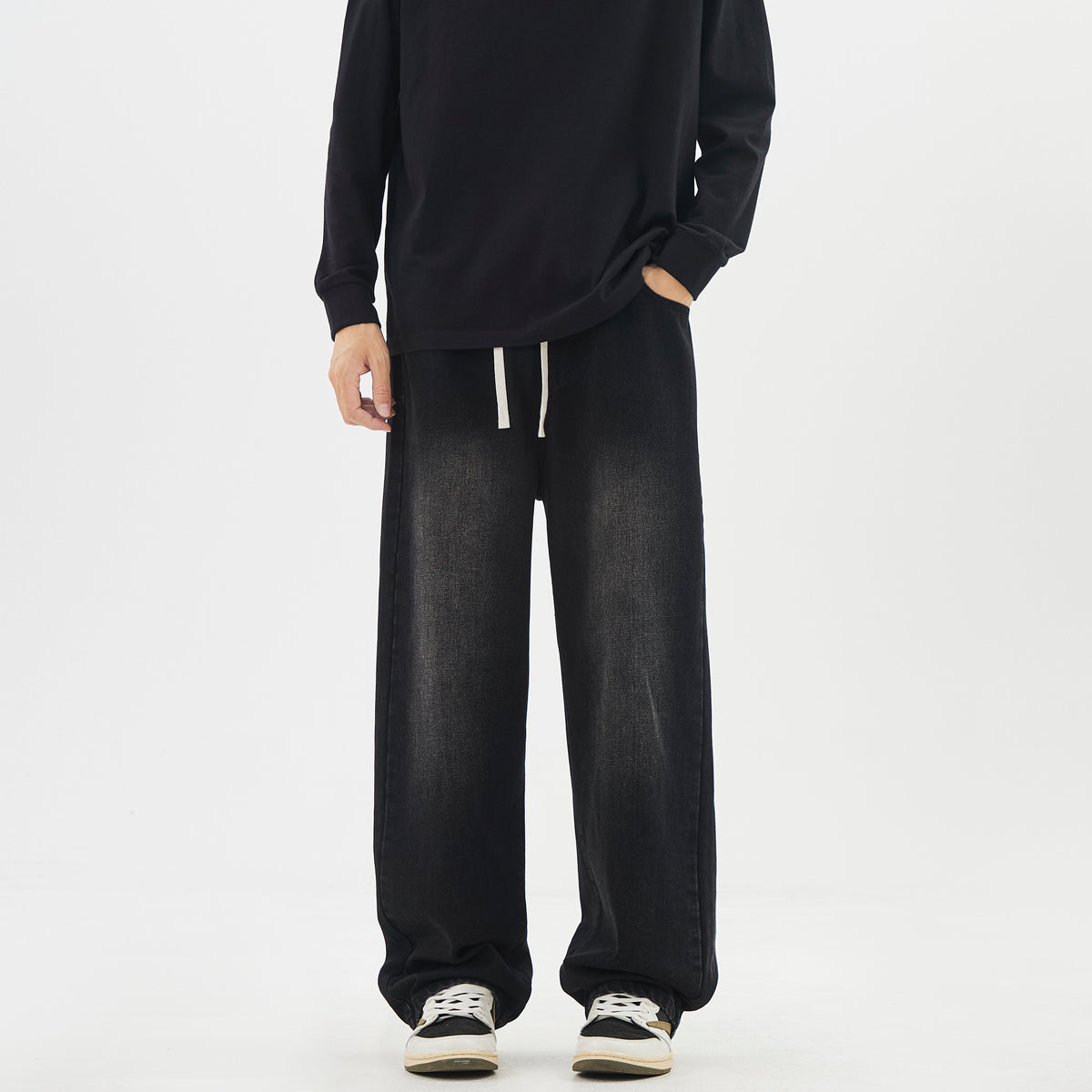 WDUS Men's Relaxed Straight Leg Jeans — Mid-Rise Streetwear Denim