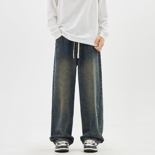 WDUS Men's Relaxed Straight Leg Jeans — Mid-Rise Streetwear Denim