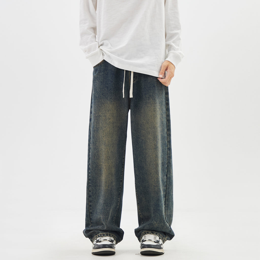 WDUS Men's Relaxed Straight Leg Jeans — Mid-Rise Streetwear Denim