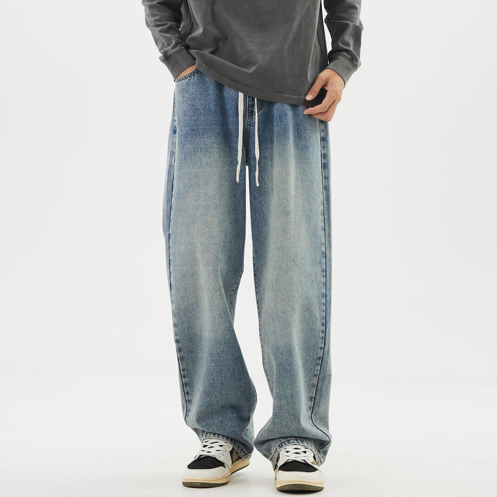 WDUS Men's Relaxed Straight Leg Jeans — Mid-Rise Streetwear Denim