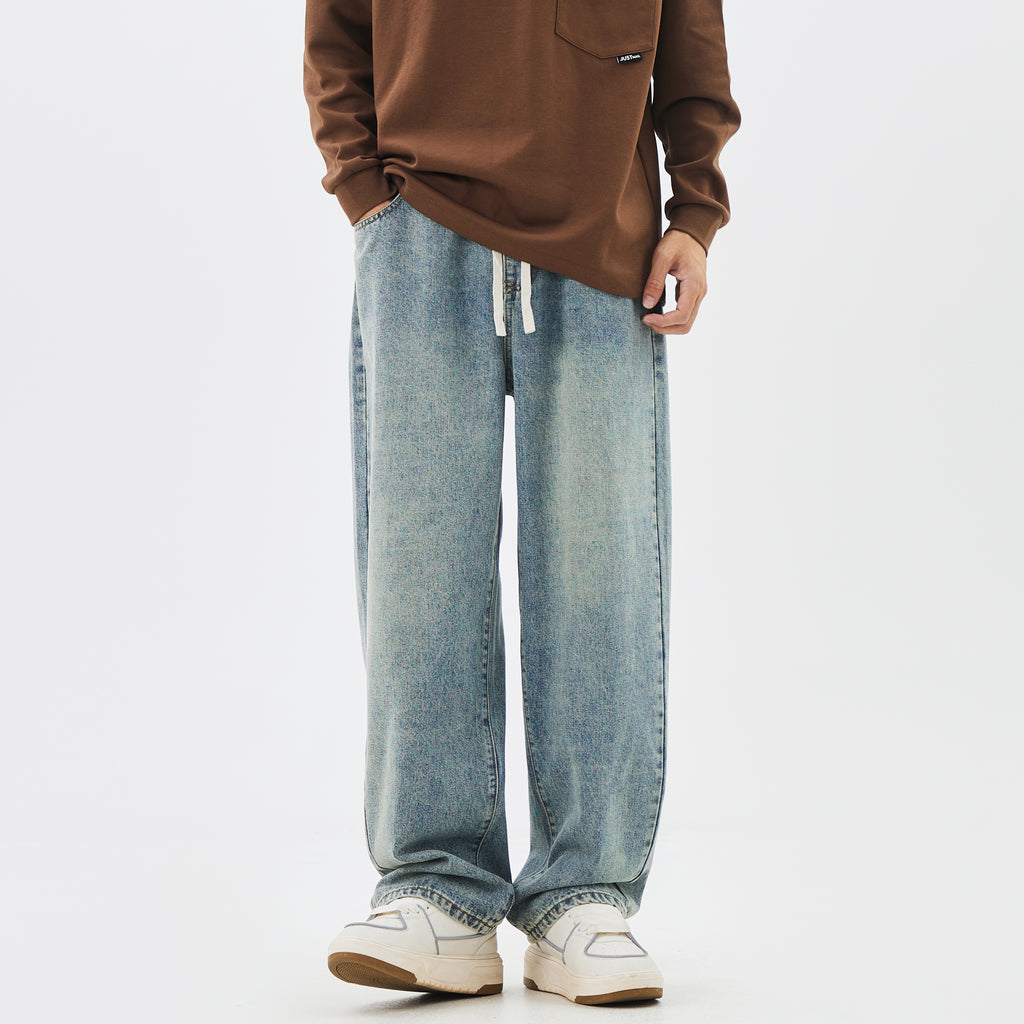 WDUS Men's Relaxed Straight Leg Jeans — Mid-Rise Streetwear Denim
