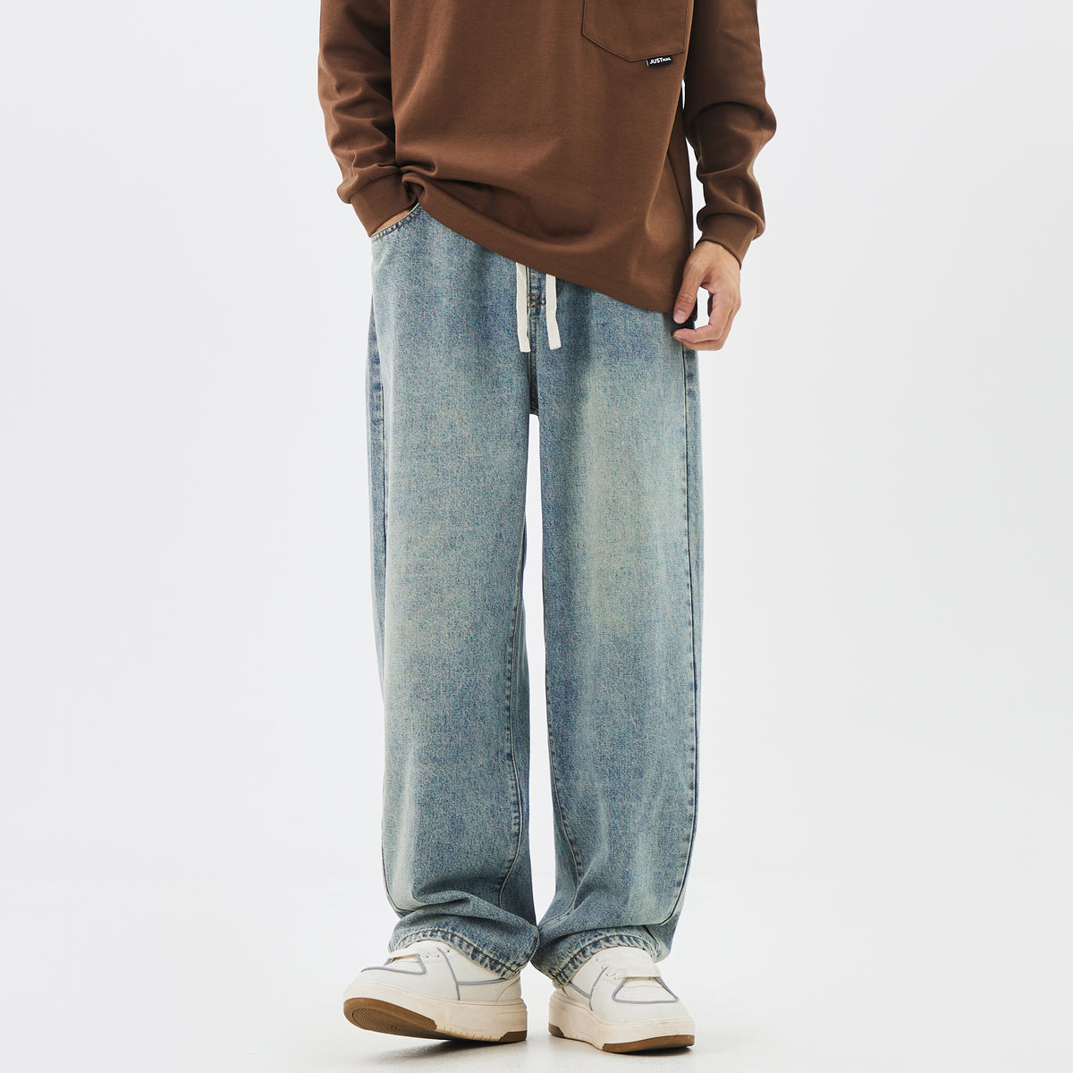 WDUS Men's Relaxed Straight Leg Jeans — Mid-Rise Streetwear Denim