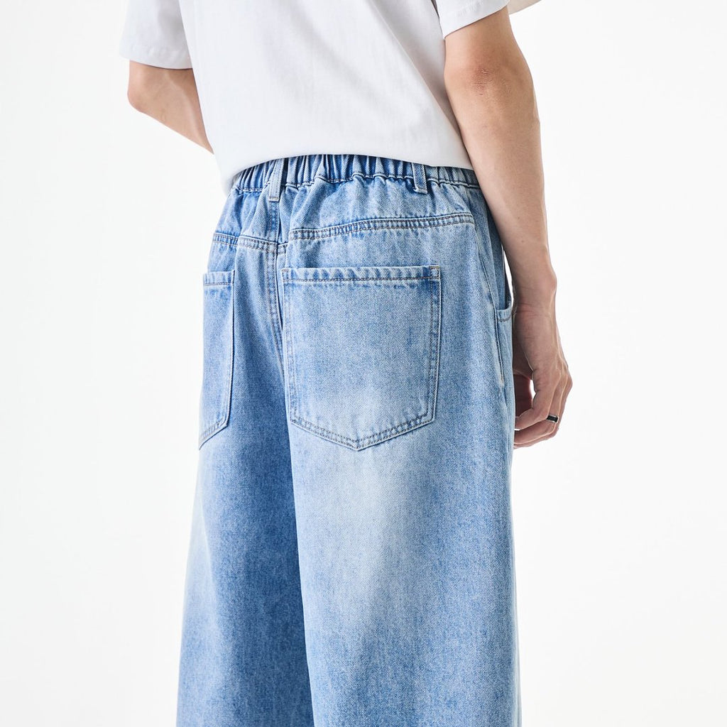 WDUS Men's Curved Blade Baggy Jeans, Wide‑Leg Loose Fit Skater Hip‑Hop Denim Pants