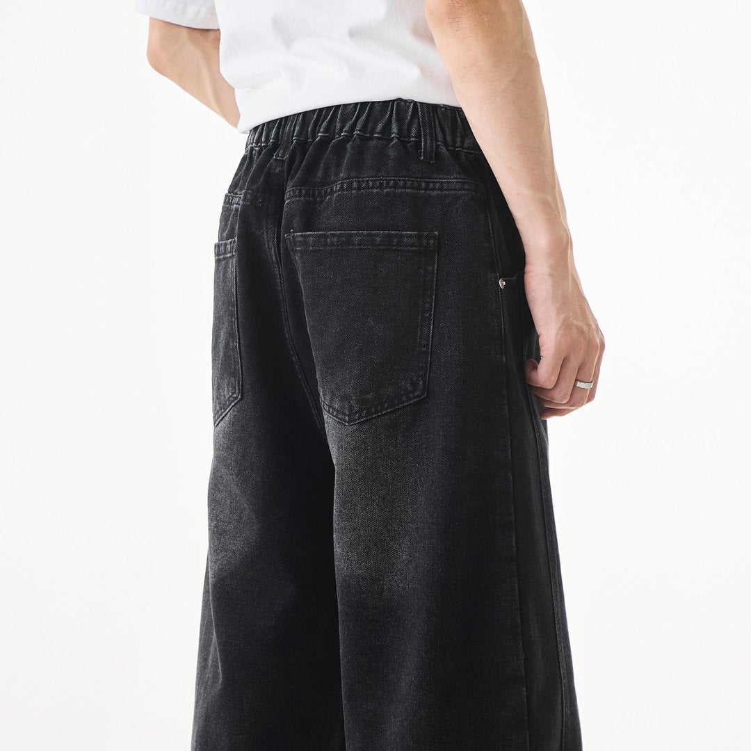 WDUS Men's Curved Blade Baggy Jeans, Wide‑Leg Loose Fit Skater Hip‑Hop Denim Pants